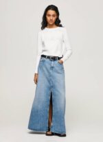 Pepe Jeans puuvillatrikoo harjakattoisilla yksityiskohdilla naiset valkoinen TB00260 - Image 2