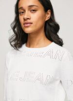 Pepe Jeans puuvillatrikoo harjakattoisilla yksityiskohdilla naiset valkoinen TB00260 - Image 3