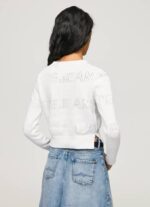 Pepe Jeans puuvillatrikoo harjakattoisilla yksityiskohdilla naiset valkoinen TB00260 - Image 4