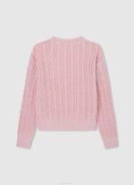 Pepe Jeans pyöreä kaulus punottu jersey tyttö pehmeä pinkki TB001407 - Image 2