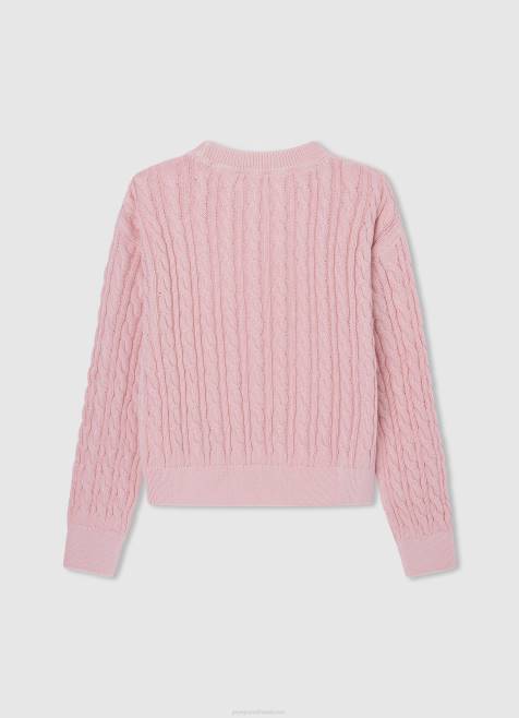 Pepe Jeans pyöreä kaulus punottu jersey tyttö pehmeä pinkki TB001407 - Image 2