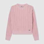 Pepe Jeans pyöreä kaulus punottu jersey tyttö pehmeä pinkki TB001407