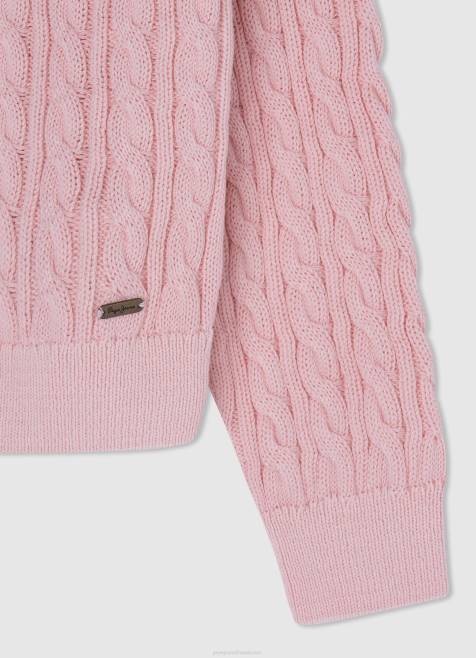 Pepe Jeans pyöreä kaulus punottu jersey tyttö pehmeä pinkki TB001407 - Image 3
