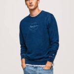 Pepe Jeans pyöreä kaulus puuvillapusero miehet indigo TB00868