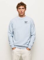 Pepe Jeans pyöreä kaulus puuvillapusero miehet valkaisu sininen TB00869