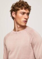 Pepe Jeans pyöreäkauluksinen puuvillajersey miehet valkaisuaine pinkki TB00863 - Image 3