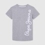 Pepe Jeans pystylogoinen puuvillainen t-paita poika harmaa marli TB001650