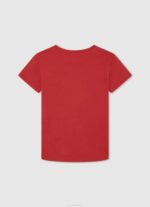 Pepe Jeans pystylogoinen puuvillainen t-paita poika studio punainen TB001608 - Image 2