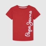 Pepe Jeans pystylogoinen puuvillainen t-paita poika studio punainen TB001608