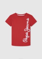 Pepe Jeans pystylogoinen puuvillainen t-paita poika studio punainen TB001608