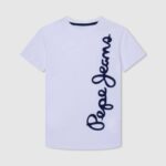 Pepe Jeans pystylogoinen puuvillainen t-paita poika valkoinen TB001618
