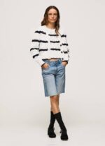 Pepe Jeans raidallinen harjakattoinen neuletakki naiset mousse TB00252 - Image 2