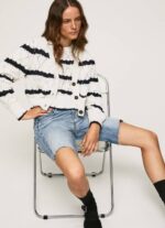 Pepe Jeans raidallinen harjakattoinen neuletakki naiset mousse TB00252