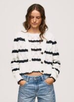Pepe Jeans raidallinen harjakattoinen neuletakki naiset mousse TB00252 - Image 3
