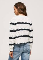 Pepe Jeans raidallinen harjakattoinen neuletakki naiset mousse TB00252 - Image 5