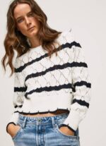 Pepe Jeans raidallinen harjakattoinen trikoo naiset mousse TB00251
