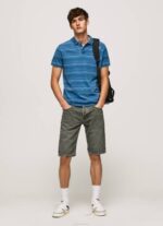 Pepe Jeans raidallinen painettu puuvillainen poolopaita miehet indigo TB001083 - Image 2