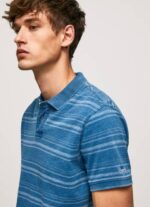 Pepe Jeans raidallinen painettu puuvillainen poolopaita miehet indigo TB001083 - Image 3