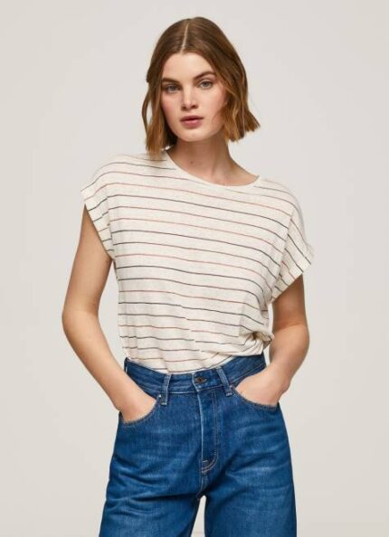 Pepe Jeans raidallinen pellava t-paita naiset multi TB00447