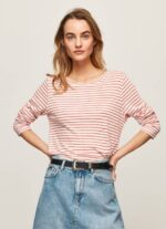 Pepe Jeans raidallinen pitkähihainen t-paita naiset studio punainen TB00395