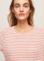 Pepe Jeans raidallinen pitkähihainen t-paita naiset studio punainen TB00395 - Image 3
