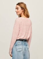 Pepe Jeans raidallinen pitkähihainen t-paita naiset studio punainen TB00395 - Image 4