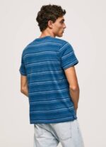Pepe Jeans raidallinen printti puuvillainen t-paita miehet indigo TB00966 - Image 4