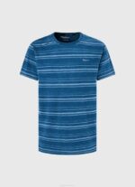 Pepe Jeans raidallinen printti puuvillainen t-paita miehet indigo TB00966 - Image 5