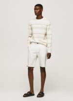 Pepe Jeans raidallinen printti puuvillajersey miehet luonnonvalkoinen TB00866 - Image 3