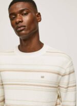 Pepe Jeans raidallinen printti puuvillajersey miehet luonnonvalkoinen TB00866 - Image 4