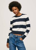Pepe Jeans raidallinen printti puuvillajersey naiset dulwich TB00255 - Image 3