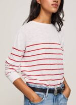 Pepe Jeans raidallinen printti puuvillajersey naiset valkoinen TB00238 - Image 3