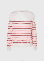 Pepe Jeans raidallinen printti puuvillajersey naiset valkoinen TB00238 - Image 5