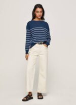 Pepe Jeans raidallinen printti puuvillajersey naiset valtameri TB00237 - Image 2