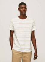 Pepe Jeans raidallinen printti t-paita miehet luonnonvalkoinen TB00994