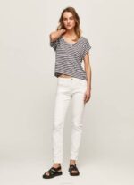 Pepe Jeans raidallinen printti t-paita naiset dulwich TB00458 - Image 2