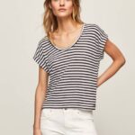 Pepe Jeans raidallinen printti t-paita naiset dulwich TB00458
