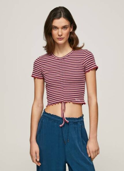 Pepe Jeans raidallinen printti t-paita naiset multi TB00442