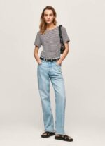 Pepe Jeans raidallinen printti t-paita naiset musta TB00459 - Image 2