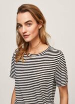 Pepe Jeans raidallinen printti t-paita naiset musta TB00459 - Image 3