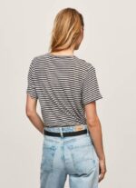 Pepe Jeans raidallinen printti t-paita naiset musta TB00459 - Image 4