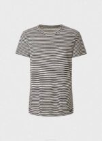 Pepe Jeans raidallinen printti t-paita naiset musta TB00459 - Image 5