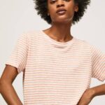 Pepe Jeans raidallinen printti t-paita naiset persikka TB00386