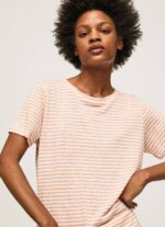 Pepe Jeans raidallinen printti t-paita naiset persikka TB00386