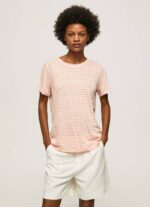Pepe Jeans raidallinen printti t-paita naiset persikka TB00386 - Image 3