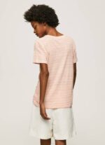 Pepe Jeans raidallinen printti t-paita naiset persikka TB00386 - Image 4