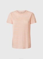 Pepe Jeans raidallinen printti t-paita naiset persikka TB00386 - Image 5