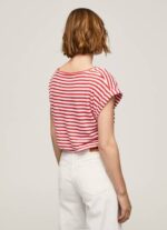 Pepe Jeans raidallinen printti t-paita naiset studio punainen TB00446 - Image 4