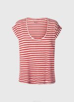 Pepe Jeans raidallinen printti t-paita naiset studio punainen TB00446 - Image 5