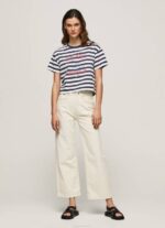 Pepe Jeans raidallinen printti t-paita naiset valtameri TB00450 - Image 2